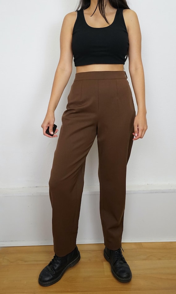 Weekend Max Mara, Vintage Max Mara Weekend Pants size S brown wool trousers high waist pants brown trousers high waist trousers straight pants