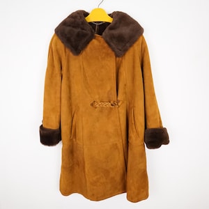 Vintage Shearling Coat Size L leather coat 70s Shearling Coat winter coat sheepskin coat