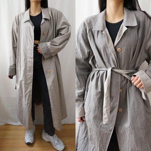 Vintage 70s Trench Coat Size XL reversible trench coat long coat gray trench coat 80s trench coat oversized trench coat elegant coat image 2