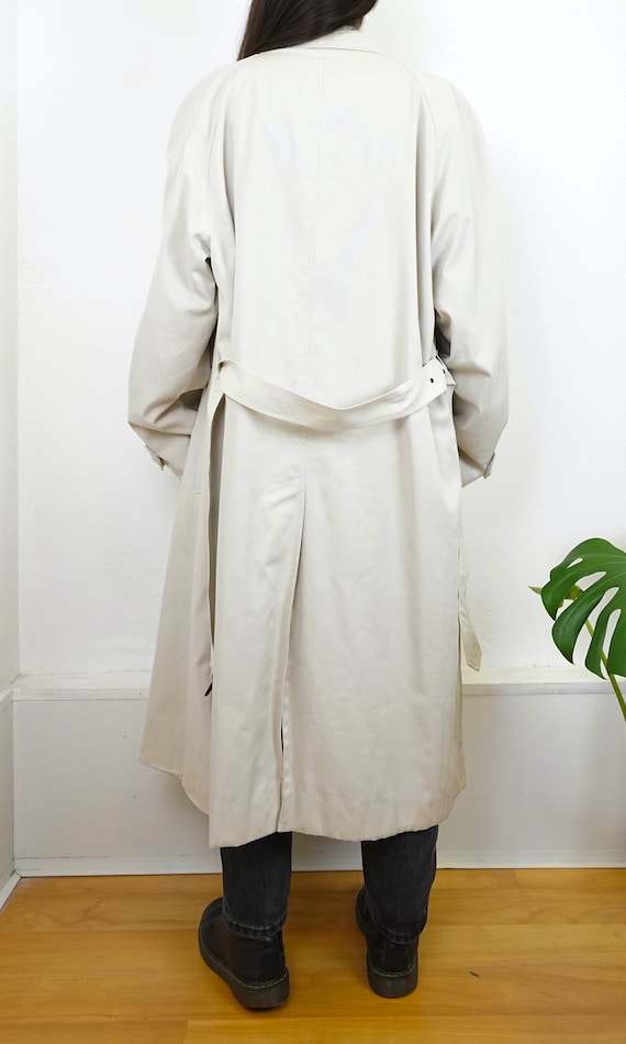 Vintage Trench Coat Size L off white beige checke… - image 5