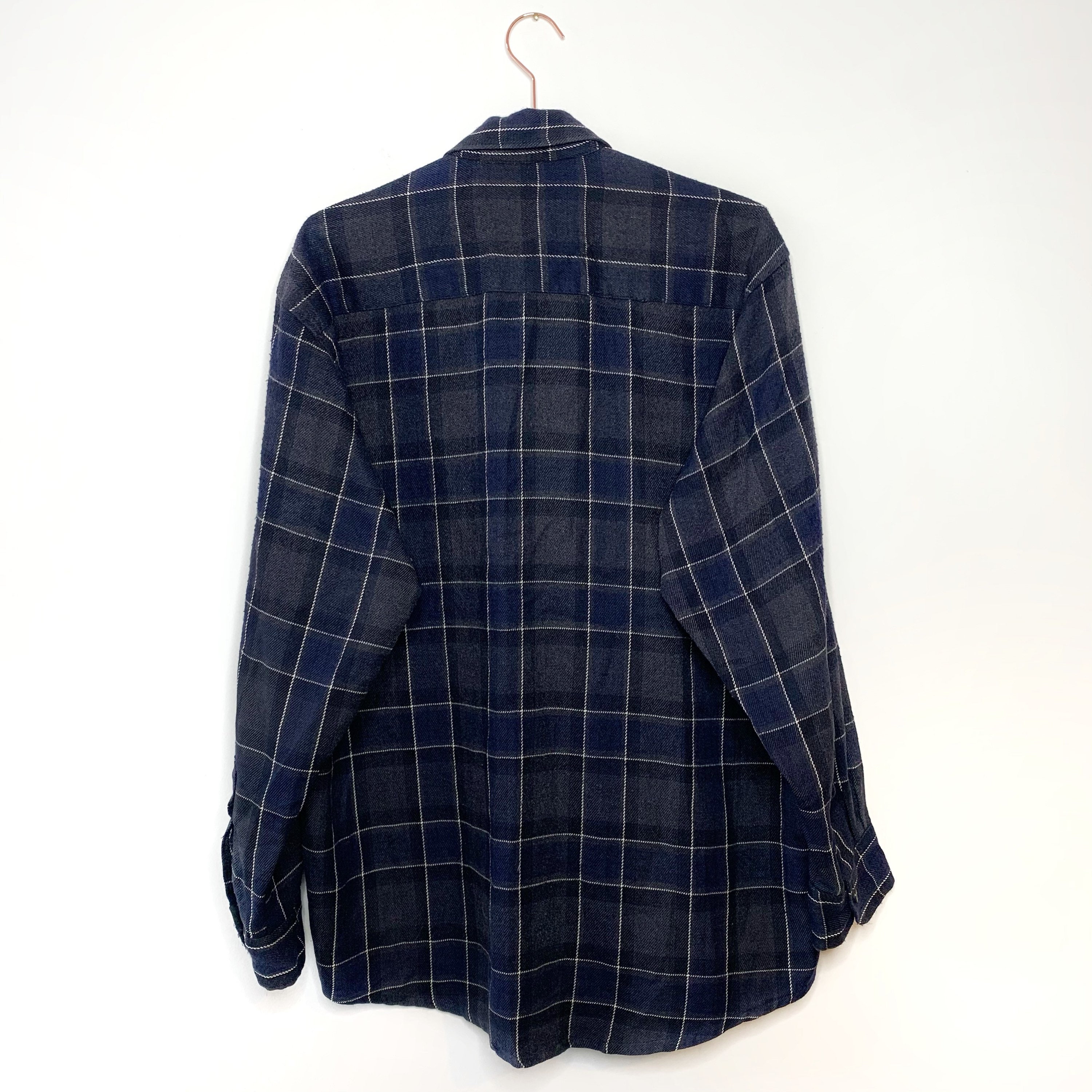 Vintage long-sleeved dark blue flannel shirt Unisex Flannel | Etsy