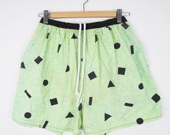 Vintage Maui swim Shorts Size M green black geometric pattern summer shorts colorful swimwear men beach shorts