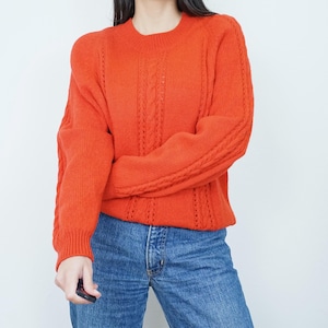 Vintage rode trui maat M kabeltrui trui gebreide pullover rode trui rode trui