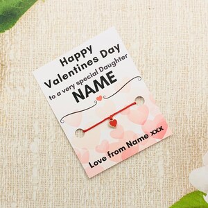 Tochter Valentinstag Karte, Valentinstag Wunsch Armband, personalisierte Valentinstag Geschenk für Tochter, Valentinstag Schmuck Tochter