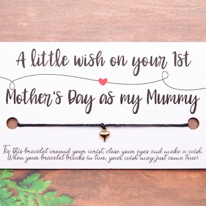 Heart wish bracelet, First mothers day gift from son, Sentimental gifts for new mom, Mothers day wish bracelet, first time mom, 1st mothers