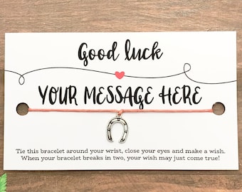 Braccialetto portafortuna personalizzato per donna, regalo portafortuna per studentessa, piccolo regalo portafortuna, regali per iniziare l'università