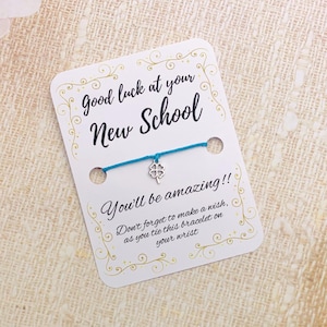 Good luck at new school wish bracelet, First day of new school bracelet, Starting new school gifts for children,