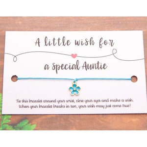 Flower wish bracelet for auntie bracelet, Worlds best auntie gifts from nephew, Auntie letterbox gift, Unique Christmas gifts for aunties