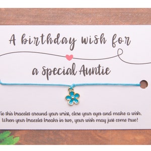 Auntie wish bracelet, Auntie bracelet gift, Auntie birthday gift, Auntie keepsake, Auntie gift from niece, Special auntie gift, from nephew