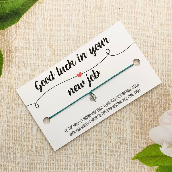 Good luck new job wish bracelet, Good luck bracelet for women, New job gift for her, Good luck gift for coworker leaving gift work colleague