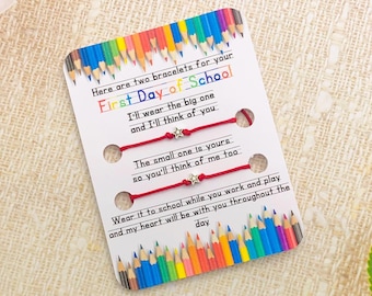 First day of school bracelet mum and daughter, First day of school wish bracelets, First day of school gift for son, anxiety bracelet