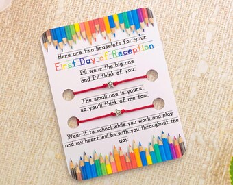 First day of reception bracelet, First day of school bracelet mum and daughter, First day of school gift for girls, Wish bracelets, for son