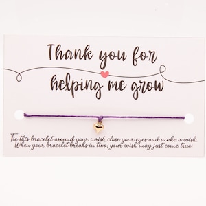 Teacher wish bracelet, End of year teacher gift thank you for helping me grow gift, Thank you gift for nursery teacher, Swimming teacher