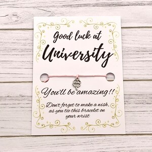 Good luck at university wish bracelet, Going to university gifts for daughter, Good luck at university gift, Starting university gifts,