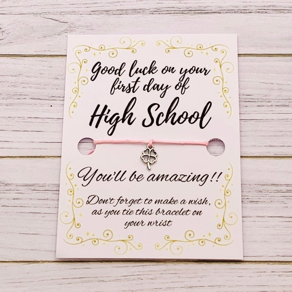 First day of high school wish bracelet, Good luck at high school bracelet, Starting high school gift for girls, Going to high school gift