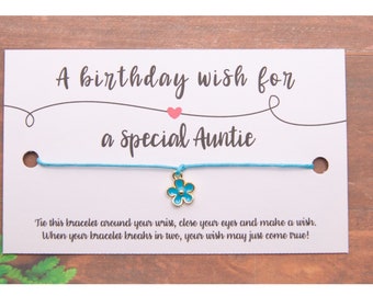 Auntie wish bracelet, Auntie bracelet gift, Auntie birthday gift, Auntie keepsake, Auntie gift from niece, Special auntie gift, from nephew