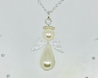 Everyday necklace silver angel pendant necklace, Angels gifts for mom mothers day gifts from son, Valentines day gifts for girls gifts age 9