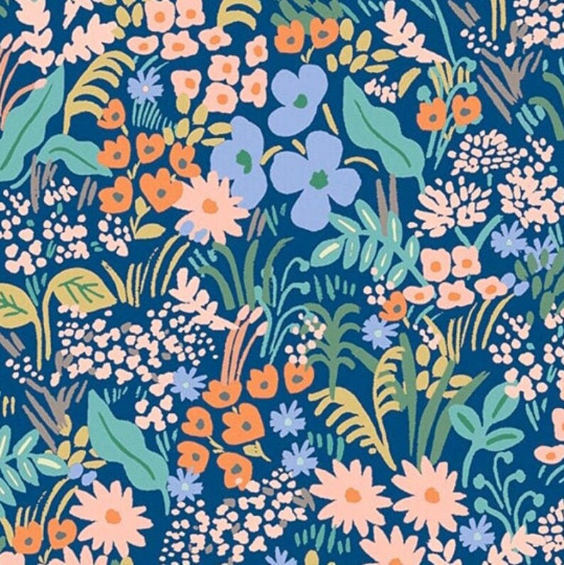 Rifle Paper Co Meadow Blue Floral Knot Bow Scrunchie Floral Etsy