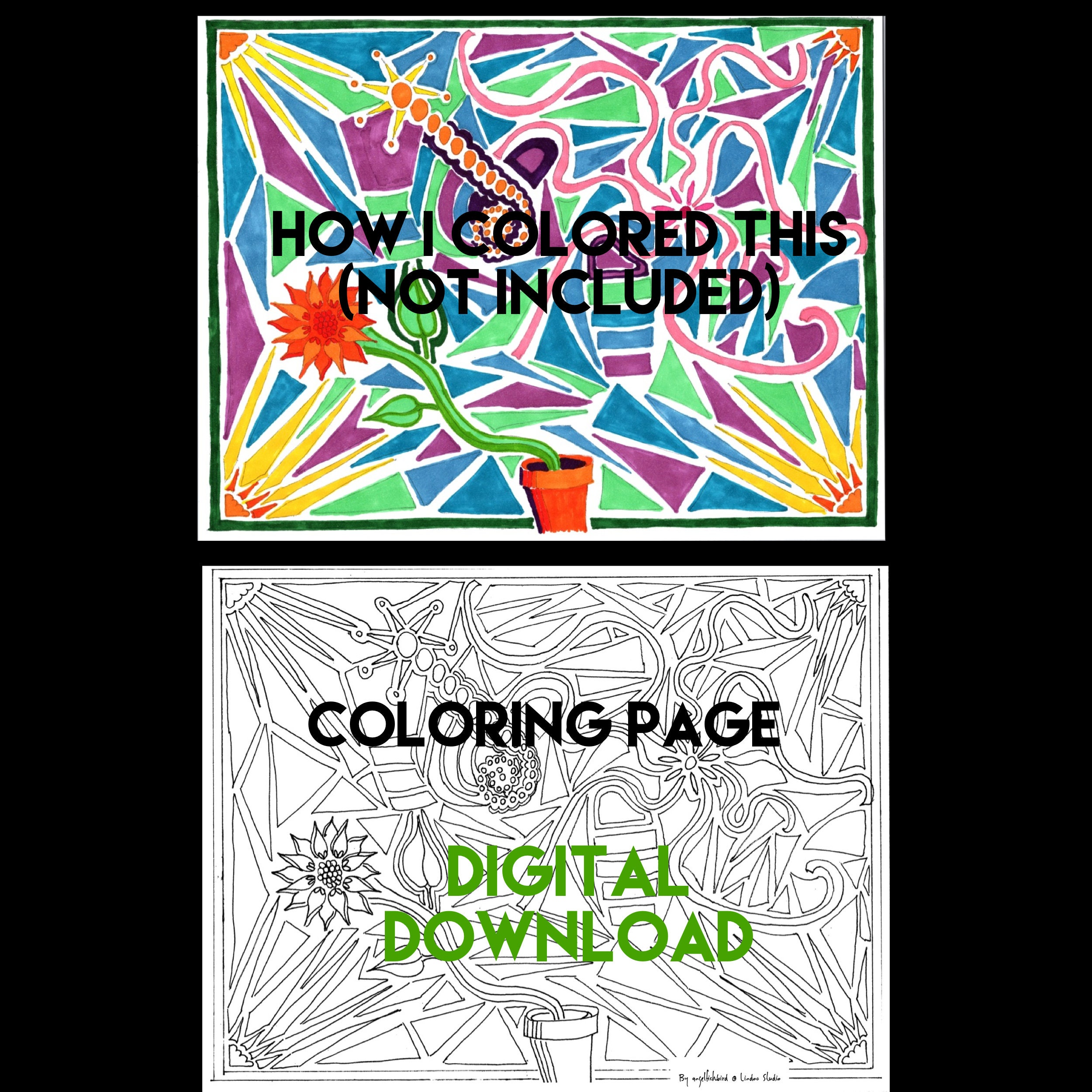 Sunflower Coloring Page Stained Glass Coloring Page Adult | Etsy