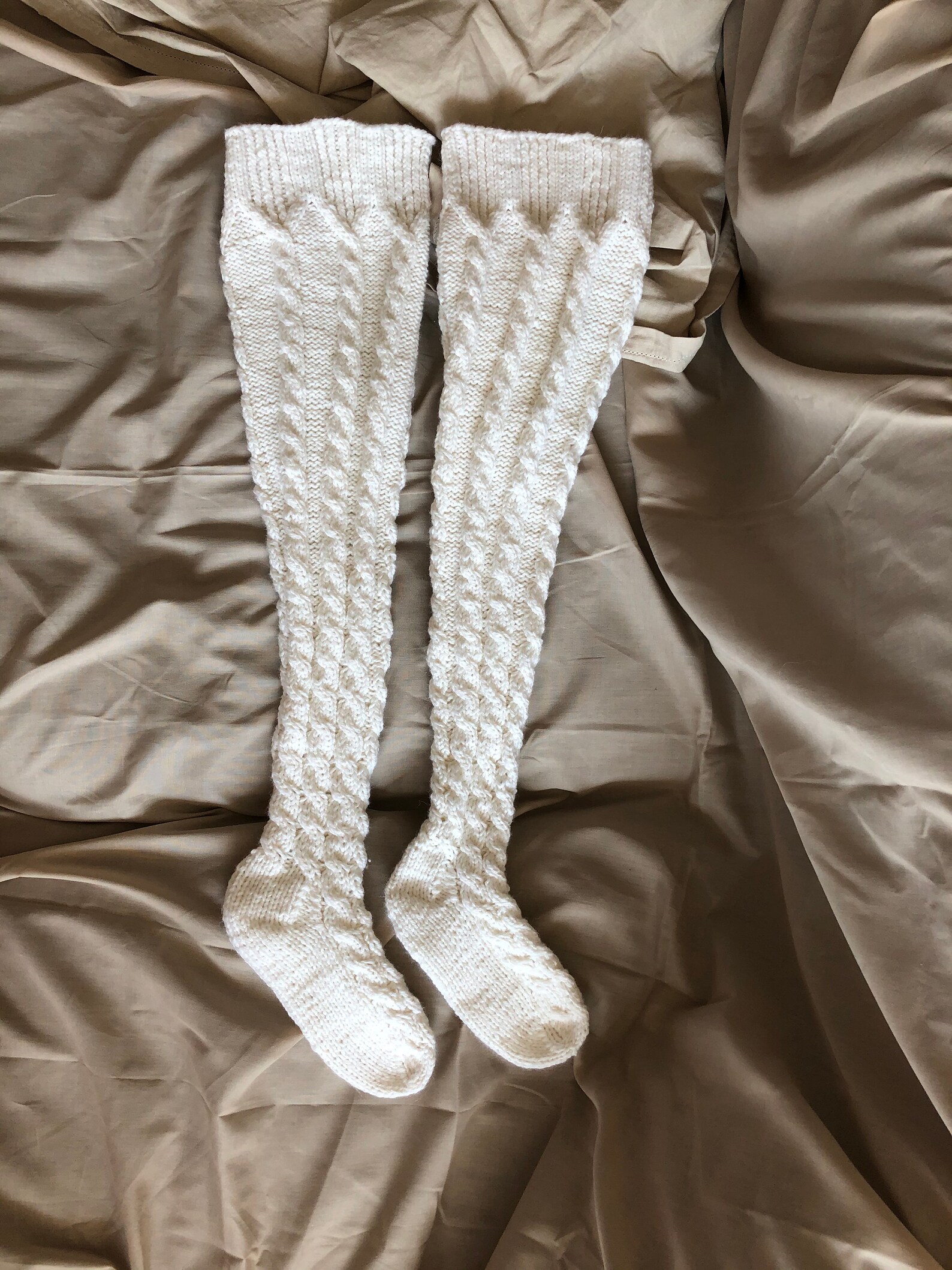 Real plus size thigh high socks Cable knit knee highs Over Etsy