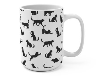 Black Cat Coffee Mug 15oz, Cat Coffee Cup, Cat Gift, Cat Owner Gift, Cat Lovers, Coffee Lovers, Cat Tea Cup, Tea Cup, Birthday Gift