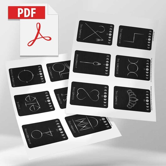 Print Your Own 78 Card Moon Glyph Tarot Deck Digital File Pdf Etsy Canada