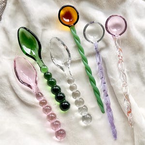 Handmade Glass Lollipop Beaded Spoon, Tea Spoon, Coffee Spoon, Ice Cream Spoon, Dessert Spoon, Glassware, Stirrer