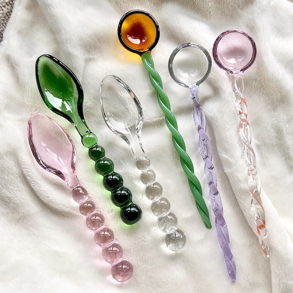 Handgemachte Glas Lollipop Perlen Löffel, Tee / Kaffee / Eis / Dessert Löffel, Glaswaren, Rührer