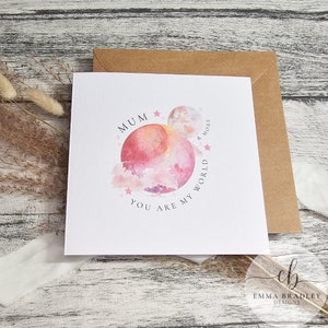 Muttertag, alles Gute zum Geburtstag, du bist meine Weltmutter, Mutter, Oma, Nanna, Nanny, von Kindern, rosa Universum, mit optionalem Wachssiegel