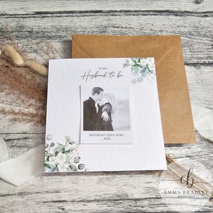 Personalisiertes Foto Polaroid mit Datum Paar Hochzeit Verlobung Jahrestag, Grün Eukalyptus, Neutral mit optionalem Wachssiegel