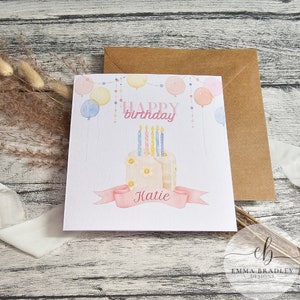 Personalisierte alles Gute zum Geburtstag, Kinder Teenager Erwachsene rosa Kuchenkerzen Karte mit optionalem Wachssiegel