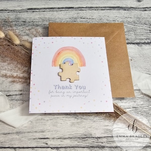 Merci d'avoir joué un rôle important dans mon histoire, puzzle, arc-en-ciel, étoiles, au revoir, enseignants, école, crèche avec cachet de cire en option