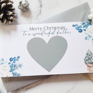 Carte parfaite de format de bon avec cœur à gratter, tout message secret caché, carte surprise avec enveloppe, Noël, anniversaire, anniversaire