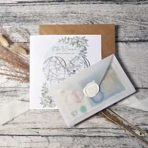 ADD ON - Bijpassend portemonneevak voor ELKE kaart in de winkel, zakformaat 14,8 x 8,5 cm met lakzegel inbegrepen, kaart wordt apart verkocht