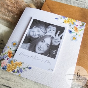 Personalisierte Muttertag Mama Mama Mutter Muttertag Blumen Lila 2024 Polaroid Foto mit optionalem Wachs Siegel