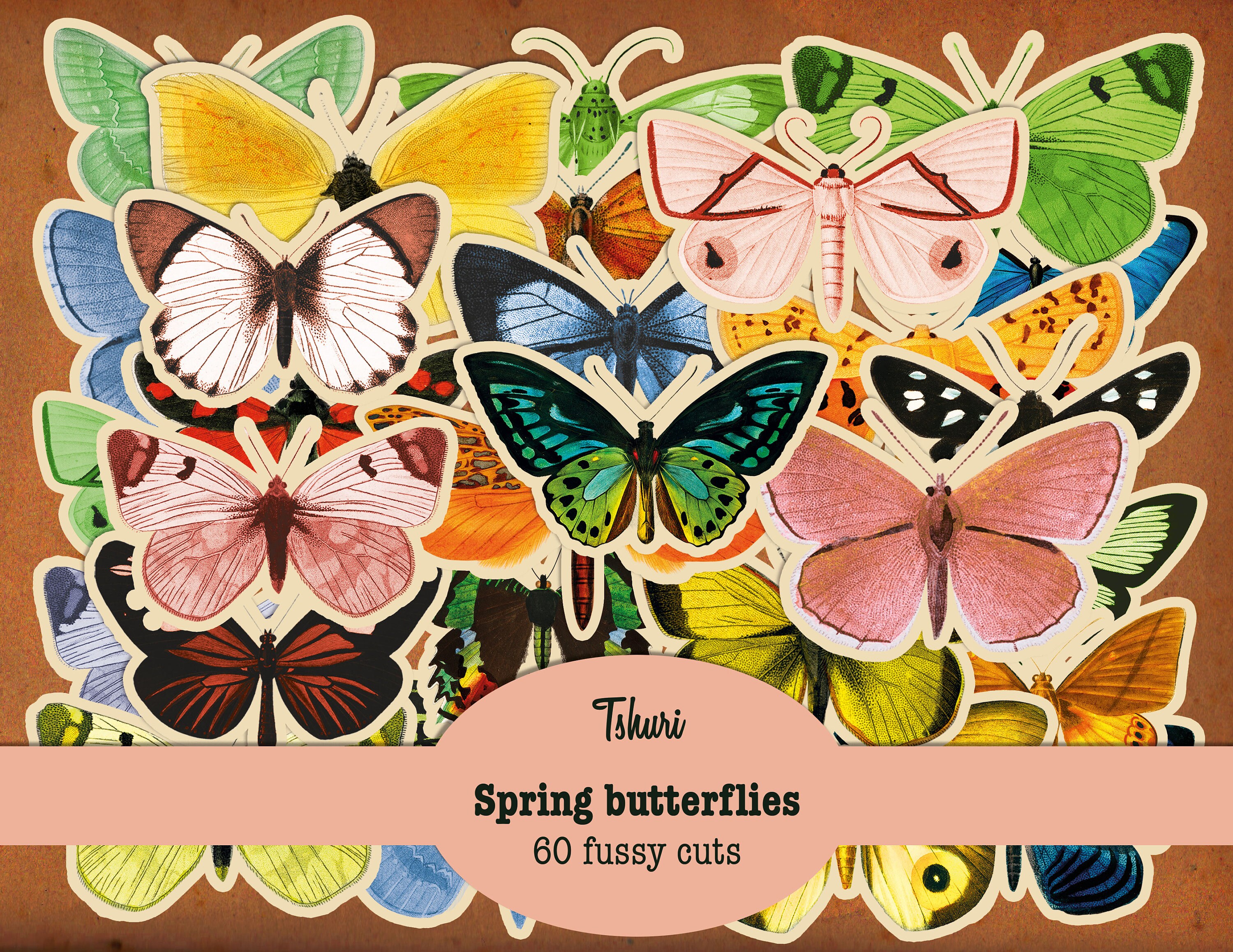 card making scrapbooking Vintage Butterflies & Flower Mega Lot-junk journaling