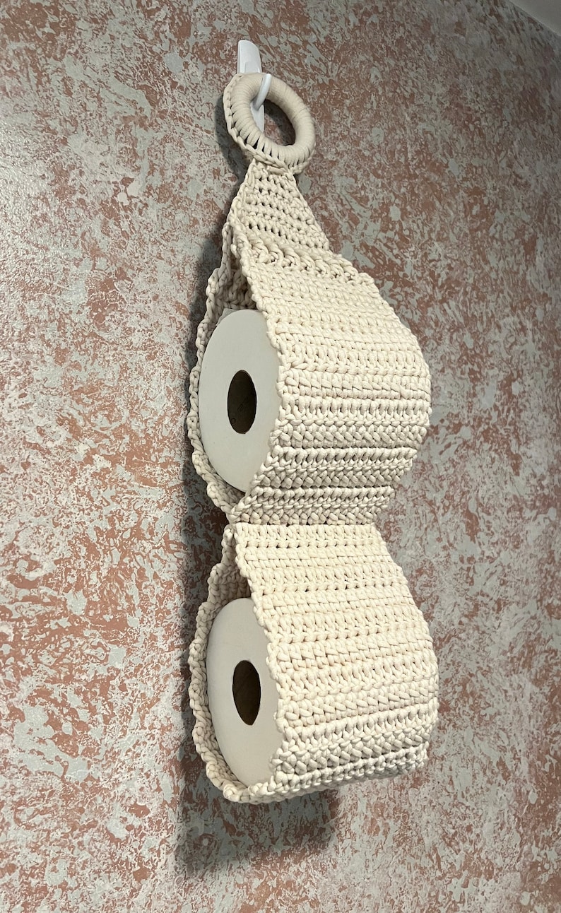 Handmade Crocheted 2 Roll Wall Hanging Toilet Paper Holder Hanging Ring Beige - Etsy