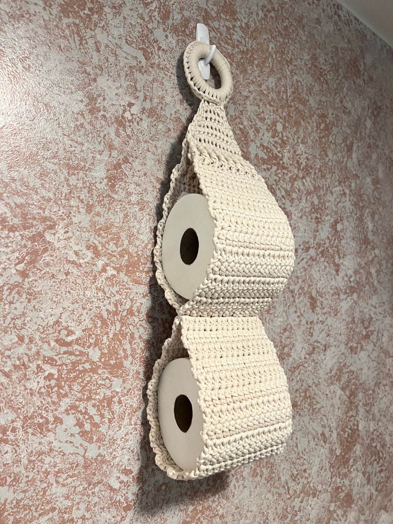 Handmade Crocheted 2 Roll Wall Hanging Toilet Paper Holder Hanging Ring Beige - Etsy