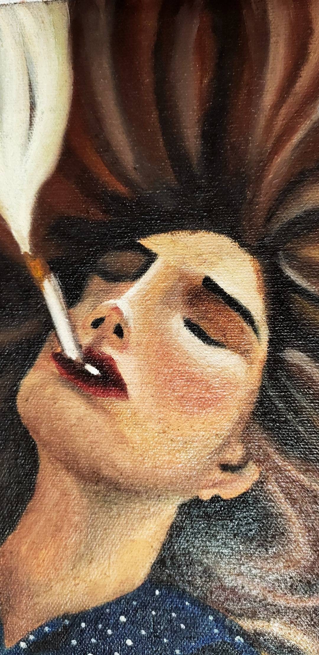 Original oil painting on canvas smoking woman figurative Etsy