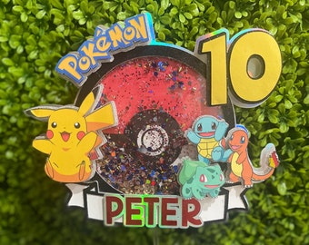 Shaker Cake Topper | Poke Mon Topper | Custom Topper | Birthday Topper | Boy Theme Birthday