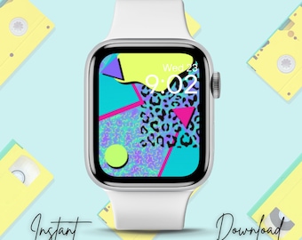 Fondo de Apple Watch estético de los años 90, fondo de pantalla colorido lindo de Apple, descarga instantánea, fondo de pantalla de Apple Watch de los noventa, fondo de reloj retro