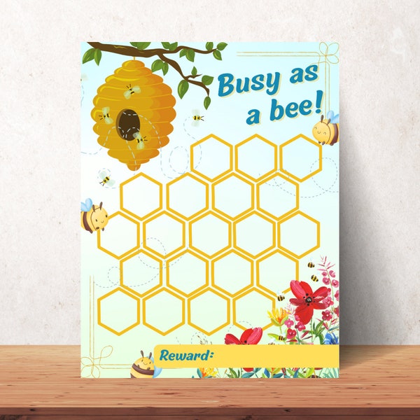 Bumble Bee Reward Chart Behavior Kid Reading Printable Chore Poster Toddler Bee Sticker Chart Girl Boy Potty Reward Chart Honey Bee Chart