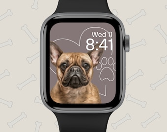 Franse Bulldog Apple Watch Achtergrond Dog Watch Wallpaper Frenchie Poot Apple Watch Wallpaper Hond Moeder Papa Watch Achtergrond Franse Bulldog IOS