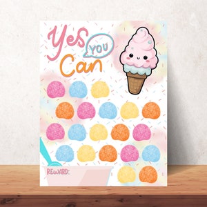 Ice Cream Reward Chart Behavior Kid Reading Printable Chore Poster ...