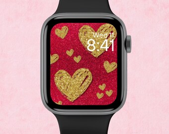 Valentine's Day Apple Watch Background Gold Wallpaper Red Valentines Day Apple Watch Wallpaper Love February Apple Watch Background Glitter