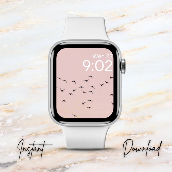 Minimalist Apple Watch Background Whimsical Cute Apple Wallpaper Instant Download Pink Apple Watch Wallpaper Simple Gold Watch Background