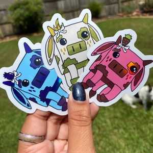 Stickers holographiques cubes vache vache fraise bleuet et banane vache