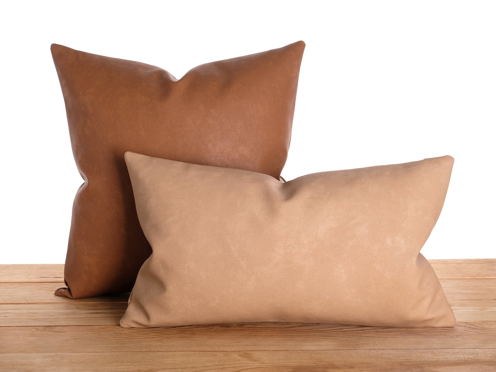 Faux Leather Throw Pillows Covers Cognac Brown Cushion Case Etsy