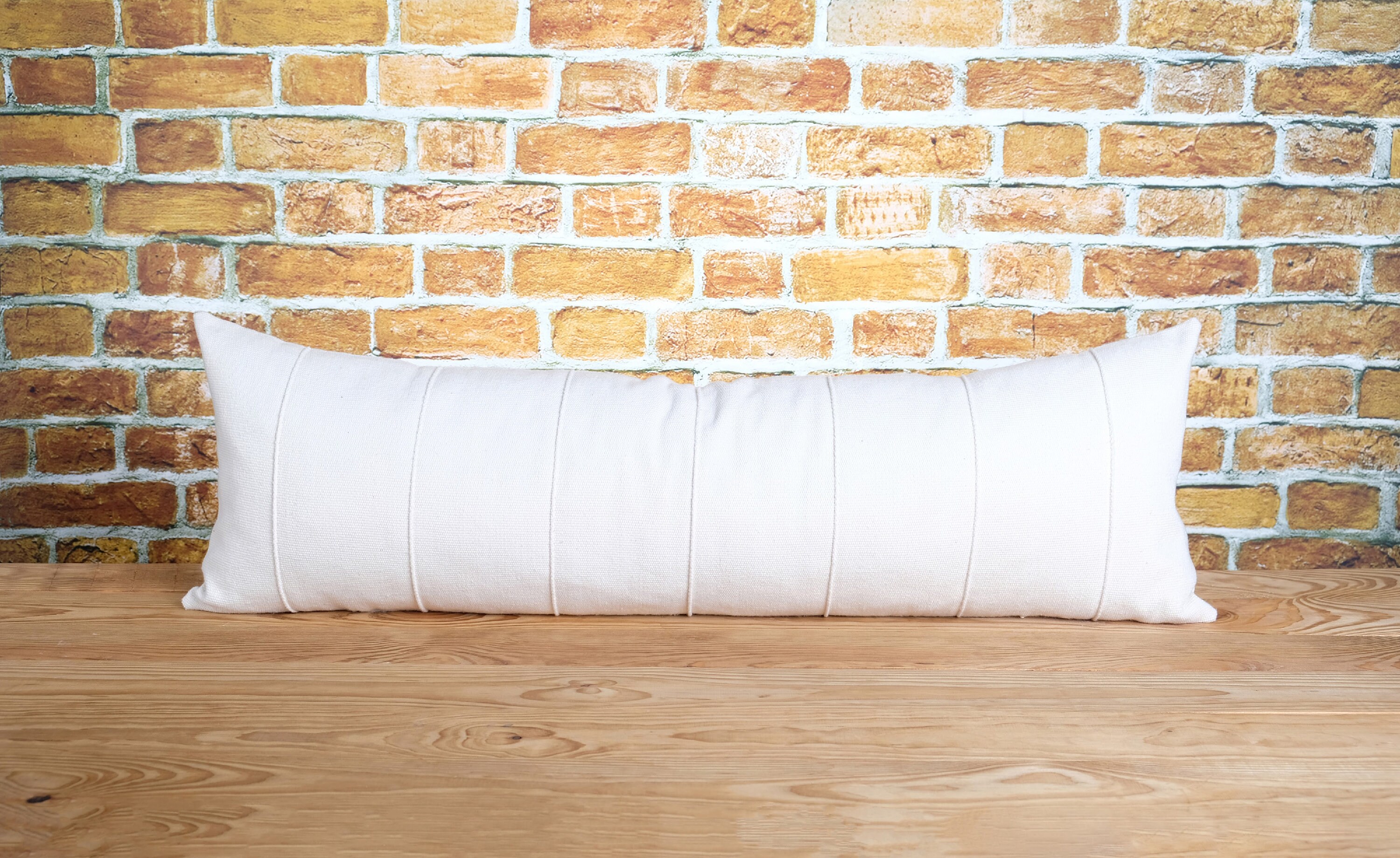 Extra long lumbar throw pillow cover Off white cream striped Etsy