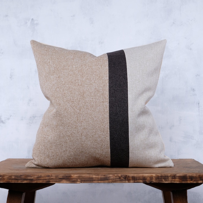 Textured Color Block Throw Pillow Cover Modern Quilted Etsy
